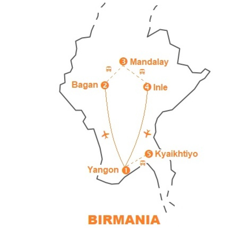 Mappa viaggio-birmania