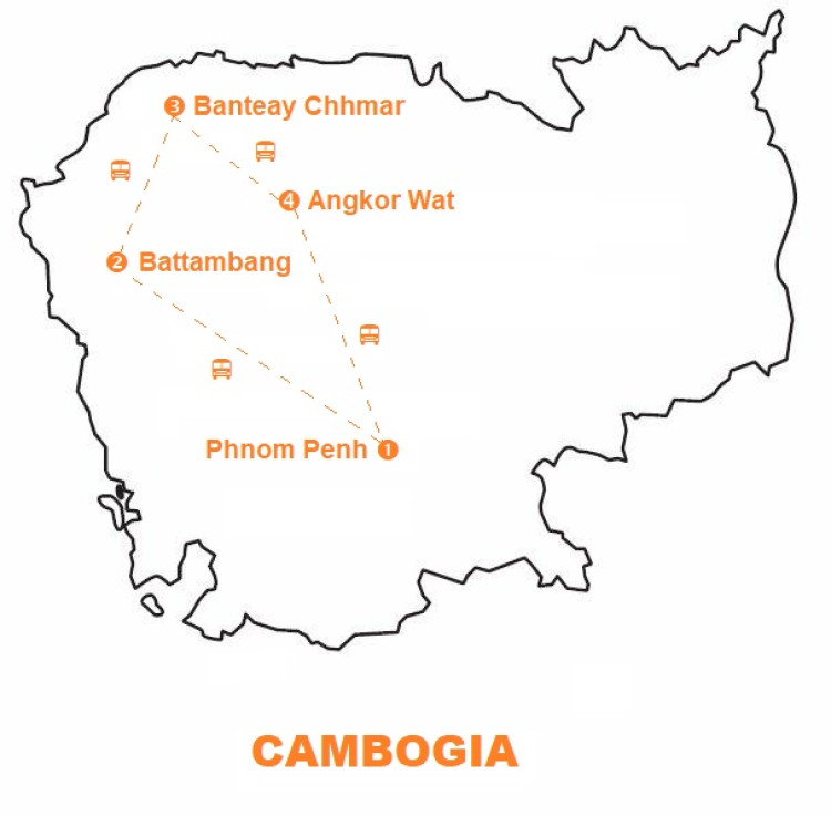 Mappa viaggio-cambogia